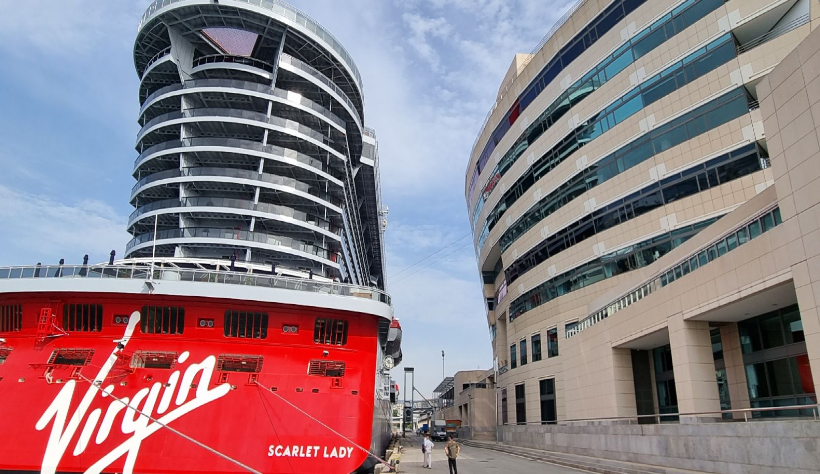 Scarlet Lady docking at Terminal South in Barcelona